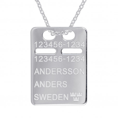 ID-bricka silver med gravyr, kedja ingår 1-11-0043-1K 545,00 kr Halsband med gravyr