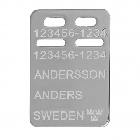 Stor ID-bricka silver 19 x 27 med gravyr 1-11-0068 425,00 kr Hem