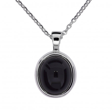 Halsband oval svart sten onyx 1-10-0252 1,00 kr Halsband 36cm till 50cm